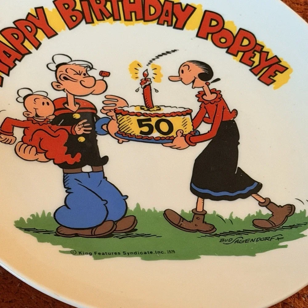 Vtg. 1979 Happy 50th Birthday Popeye Plate #1969 Made In USA Elsie Crisler Segar